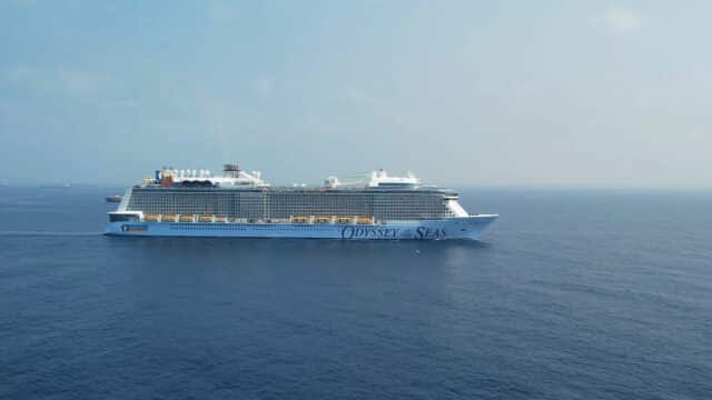 Mediterranean Sea - September 3, 2022: Royal Caribbean Odyssey of the Seas cruising at open sea. Croisière mediterranée