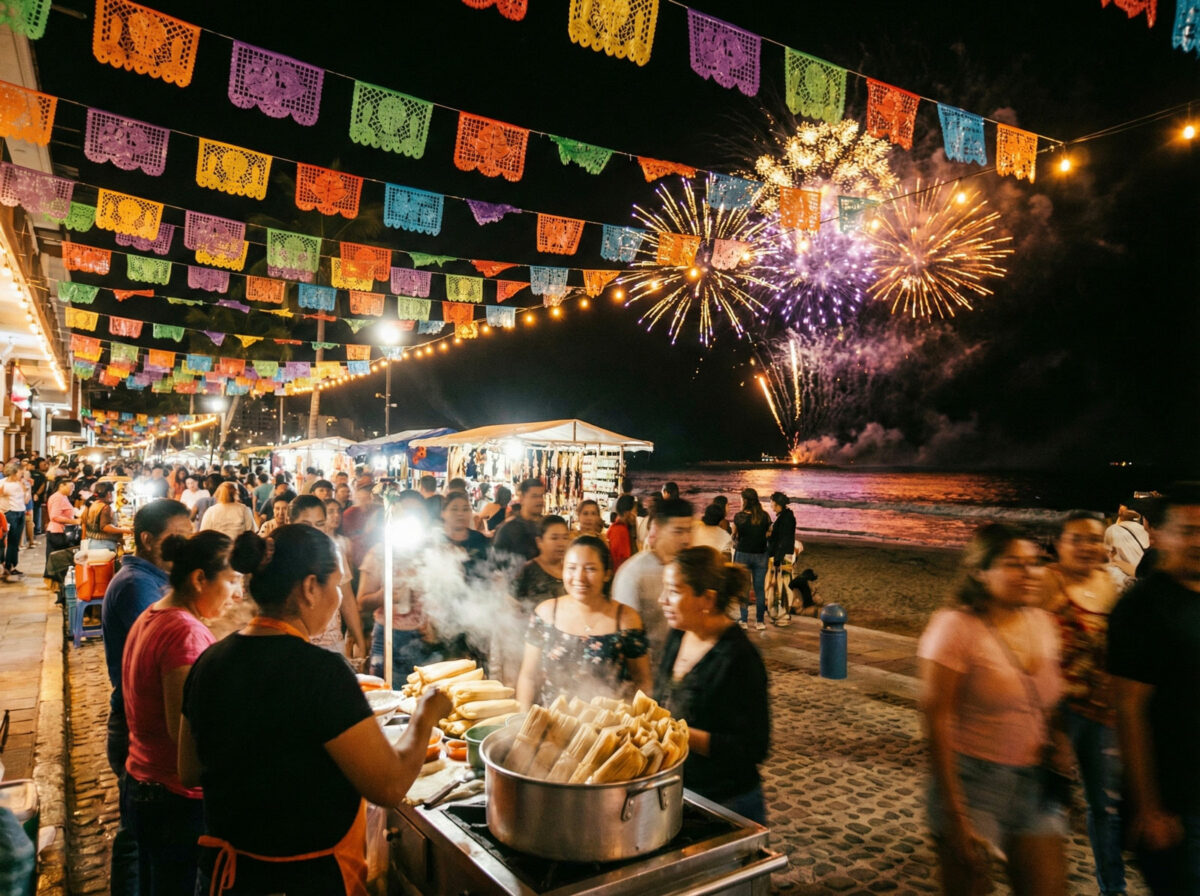 Mazatlán :  marchés aux fruits tropicaux, à la promenade Malecón illuminée, et au réveillon sur la plage, pétards partout