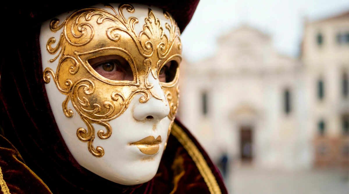 Masque vénitien traditionnel lors du Carnaval 2026 .Venise Carnaval 2026